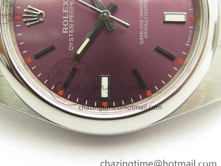 0508 Oyster Perpetual 39mm 114300 ARF 1:1 Best Edition 904L SS Case and Bracelet Red Grape Dial SH Packable 3392